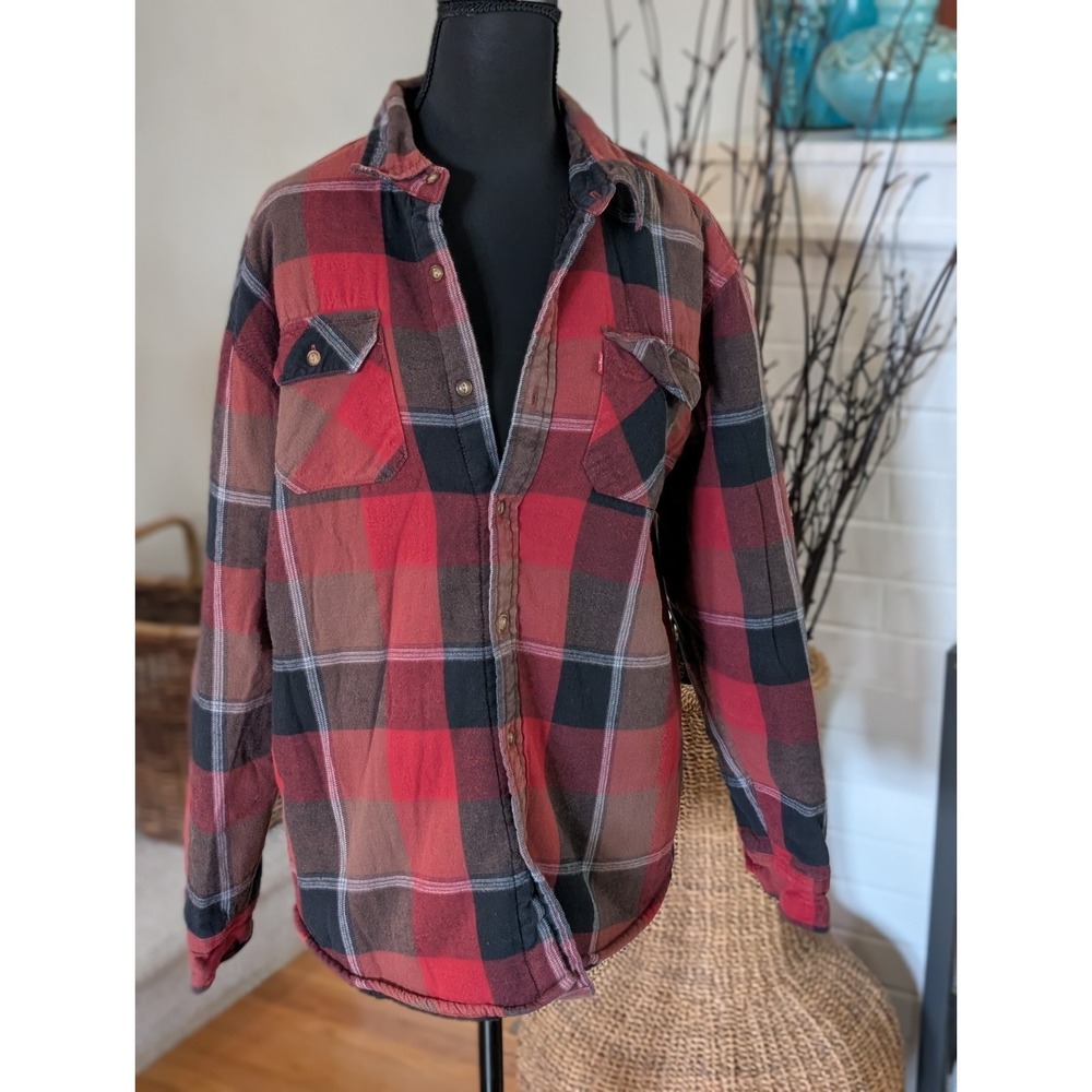 Levi's Men's Plaid Flannel Lined Shirt Jacket Untility Heavyweight Size Small